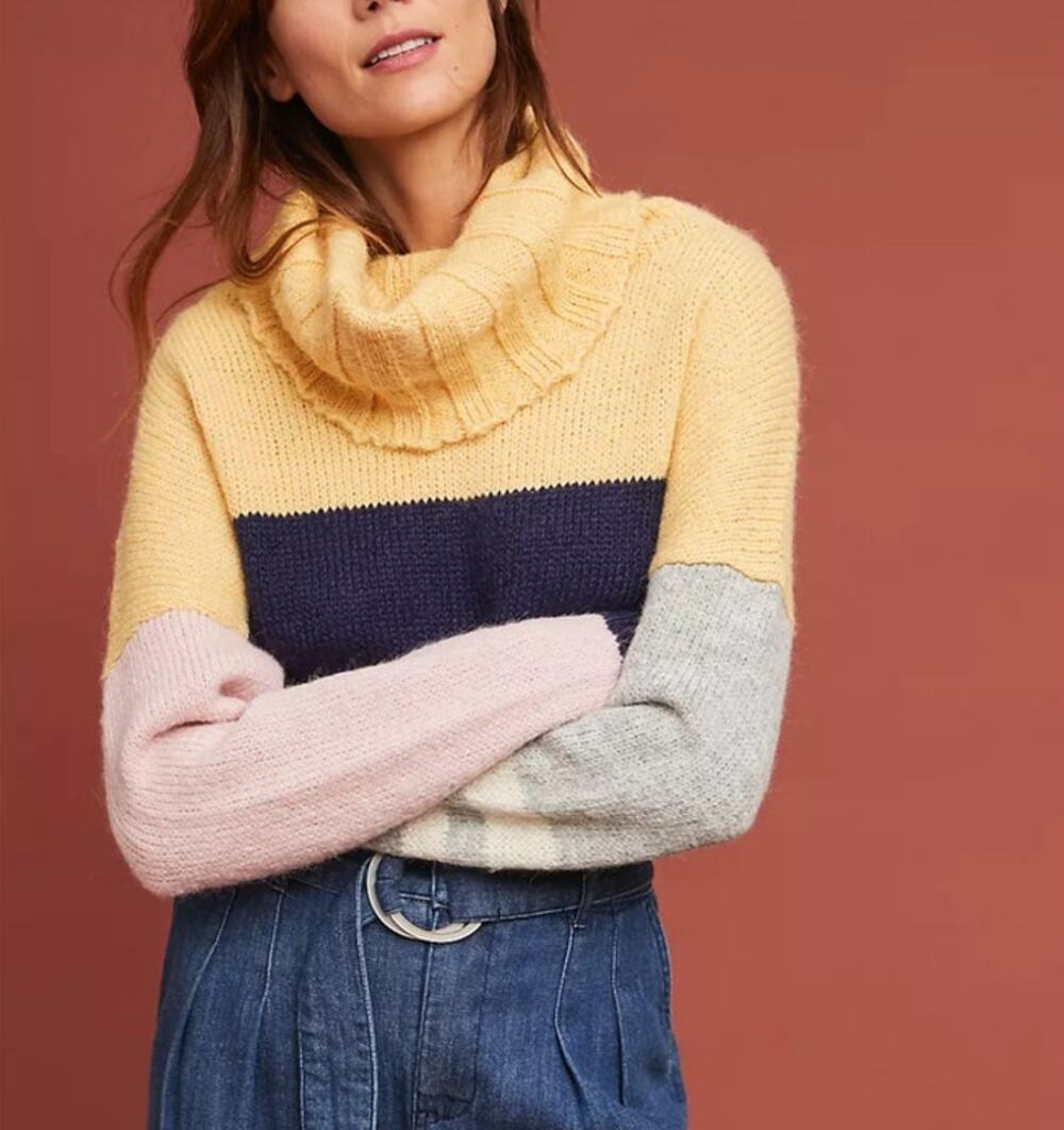 Anthropologie Child of the Universe Colorblock Turtleneck Sweater